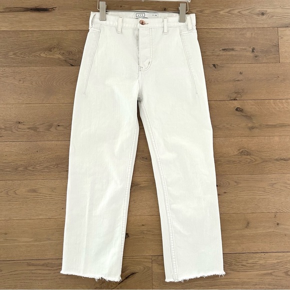 AYR Arch White Jeans Denim Pants High Waist Straight Leg Button Fly Size 25 - Picture 1 of 16
